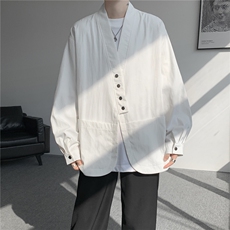 现货CS1161-p55新款高品质小众叠穿开衫大码衬衫上衣外套，男装衬衫，电商A059