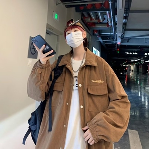 新款灯芯绒外套男春秋美式复古夹克日系休闲工装上衣服W5020-P55图片