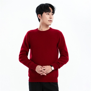 新款男士羊毛长绒棉套衫 秋冬双层保暖加厚 时尚百搭圆领毛衣男装图片