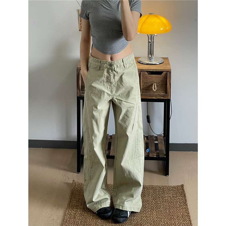 阿渔快跑美式复古直筒宽松卡其修身显瘦净版做旧潮男女休闲牛仔裤,男装牛仔裤,星座506A