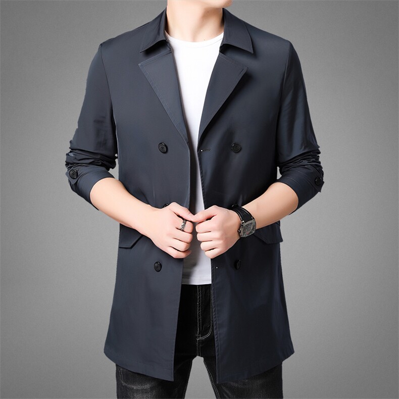 2023秋季新款男装中青年男士商务休闲外套长袖风衣男薄款翻领上衣，男装风衣，电商B212（原钱塘6029）