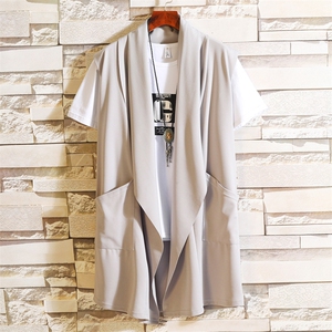 韩版中长款帅气薄款夏季披风男士无袖防晒服外套1306 F19P35，男装风衣，星座1306