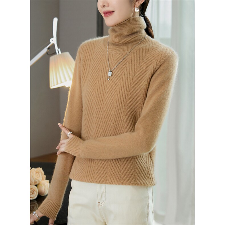 秋冬季35%羊绒简约休闲百搭时尚七针高领羊绒衫，女装羊绒衫，云暖羊山羊绒