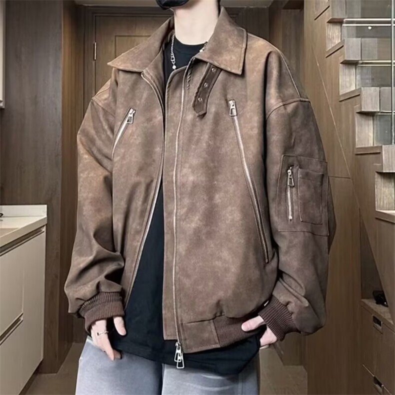 J30-P67复古皮衣外套男士春季飞行员教练皮夹克加厚秋冬款美式,男装夹克,电商B323A
