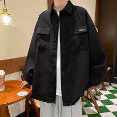 F147-P40春季港风宽松休闲百搭衬衣2024新款长袖衬衫外套男士，男装衬衫，星座512-6