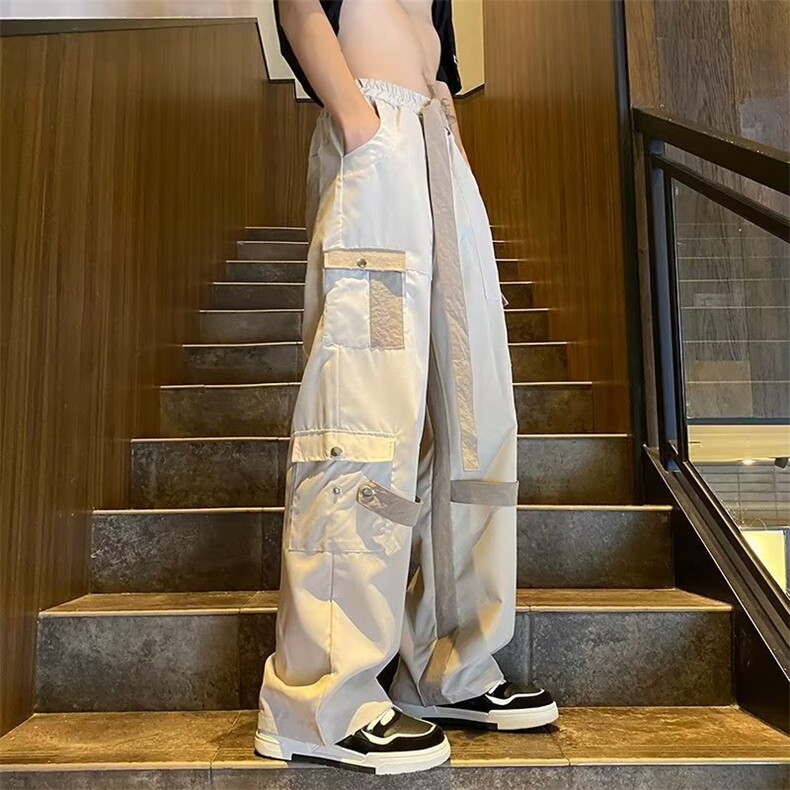 潮牌cityboy拼色工装裤男女春秋宽松ins宽松街头高街痞帅冲锋裤图片