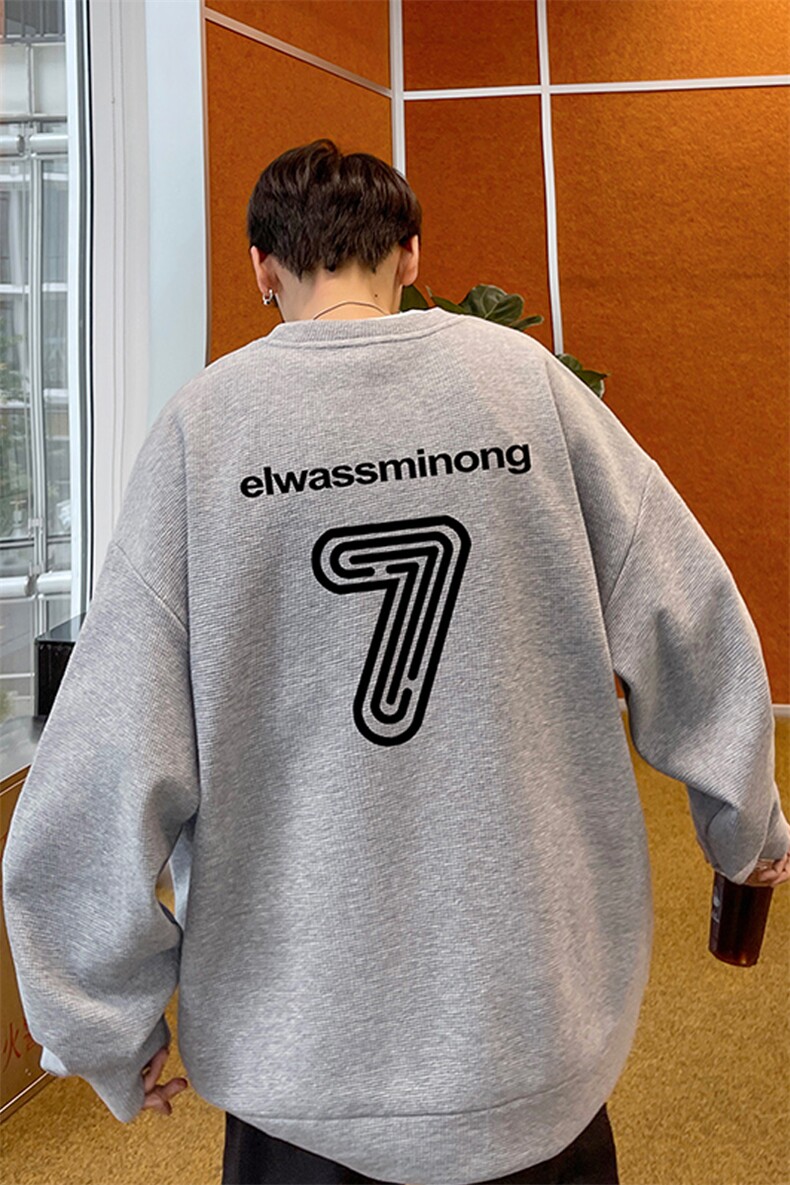 华夫格！华夫格上衣男圆领华夫格卫衣男大码长袖t恤男HY202-特P23,男装T恤,电商B367