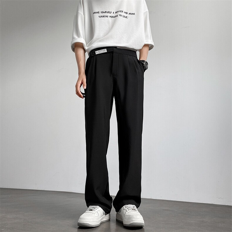 217-2-HK2452-P45夏季冰丝垂感西裤直筒休闲裤男大码西装长裤，男装西服套装，星座217-2