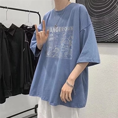港风T恤男短袖潮流ins宽松圆领半袖情侣款衣服内搭半袖夏季，男装T恤，星座516A