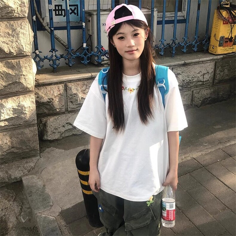 万针全刺绣工艺抖音得物高品质260克重磅纯棉双纱美式高街短袖T恤,男装T恤,电商A486