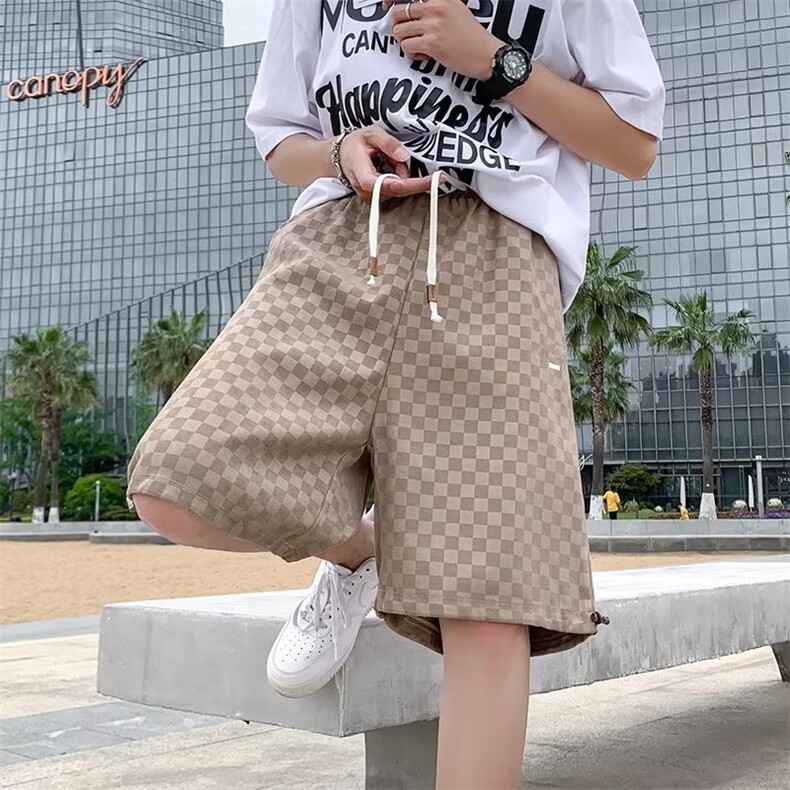 休闲沙滩裤子夏季日系运动短裤男纯棉五分裤男宽松中裤K6077-P23,男装休闲裤,星座512-2
