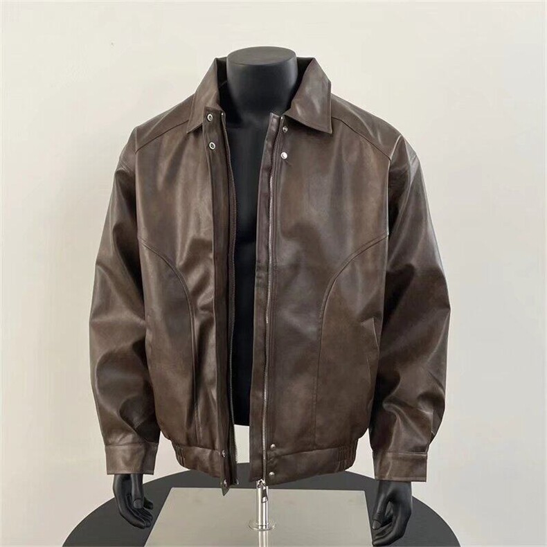 新款PU皮夹克美式复古潮牌皮衣男士高级感潮流外套LY10222-P88,男装皮衣,星座1008