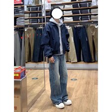 美式高街复古老钱风薄款夹克冲锋衣男女纯色休闲宽松boxy飞行外套，男装夹克，电商A443