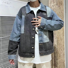男女拼接设计感牛仔外套百搭潮牌翻领休闲夹克C423-P75，男装工装外套，星座911-2(原星座613-2）