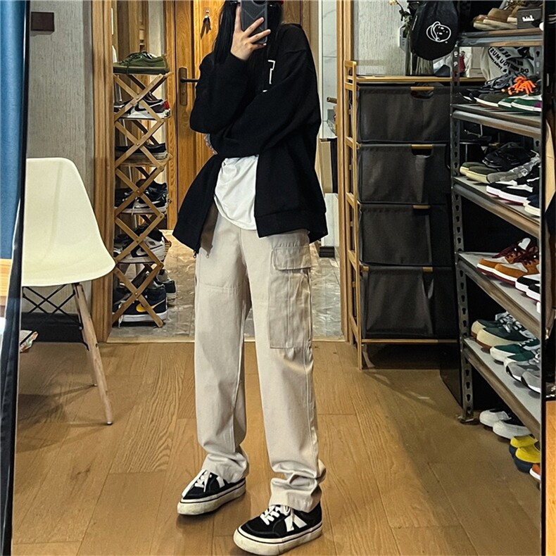 工装裤男韩版潮流大口袋2023秋夏新款ins宽松百搭休闲裤K2187-P40图片