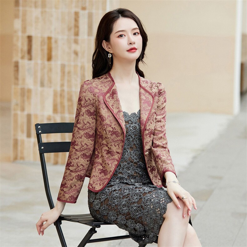 婵米儿2023新款披肩女短款外套秋季西装百搭连衣裙上衣,女装短外套,婵米儿