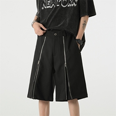 美式高街拉链机能休闲短裤男潮牌宽松西裤XZ211-1-K2323-P45，男装牛仔裤，星座211-1