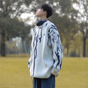 扎染毛衣男秋冬美式慵懒风圆领针织衫BM622-P45图片