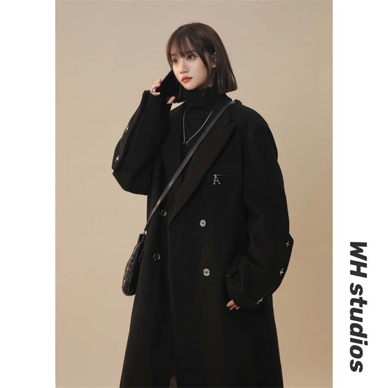 中性冬季中长款高级感过膝妮子大衣宽松风衣外套XZ811A-F198-P128，男装风衣，星座811A