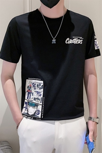 社会小伙2025新款夏季T恤男士短袖潮牌印花A313-1-5809-P4868图片