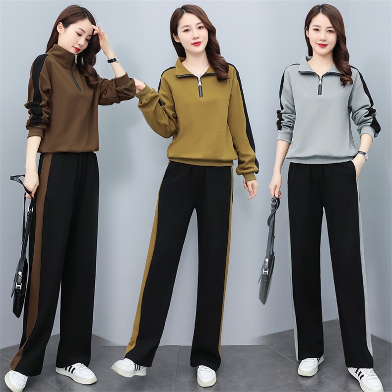 春秋休闲运动服套装女2025新款时尚撞色洋气减龄高级感卫衣两件套图片