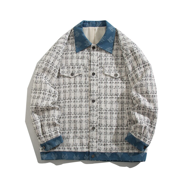 TP75现货小香风拼接牛仔系列小众中性男女夹克外套A170-W315，男装工装外套，电商A170