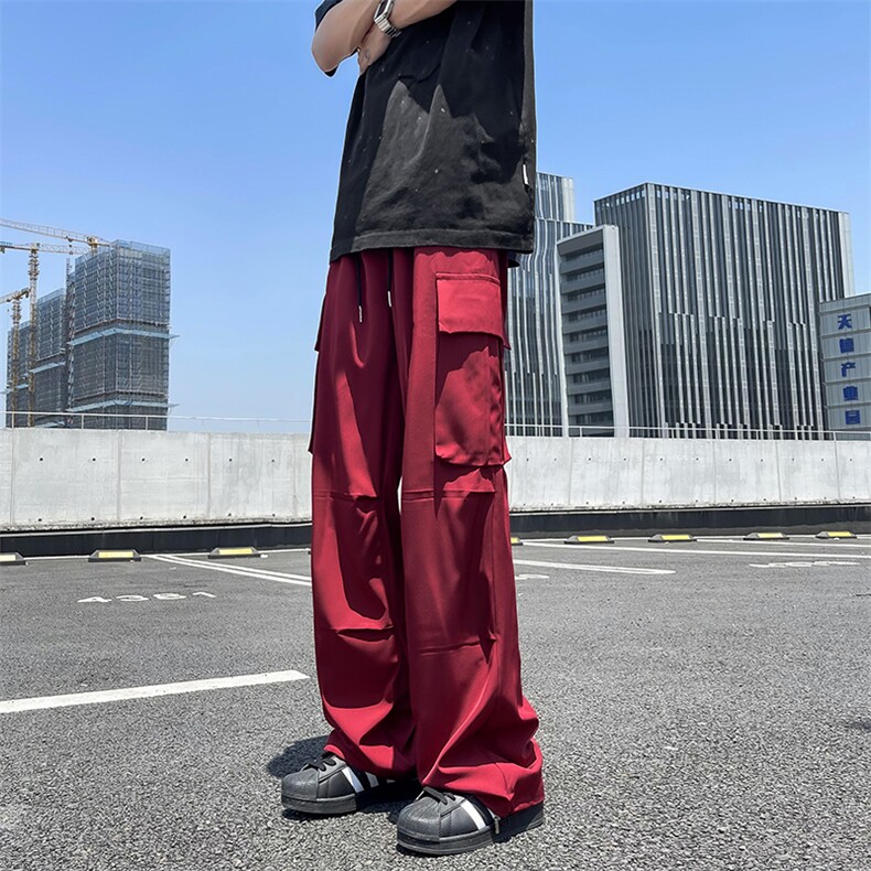 美式机能工装裤子男夏季潮速干冲锋裤宽松阔腿长裤高街冰丝伞兵裤图片