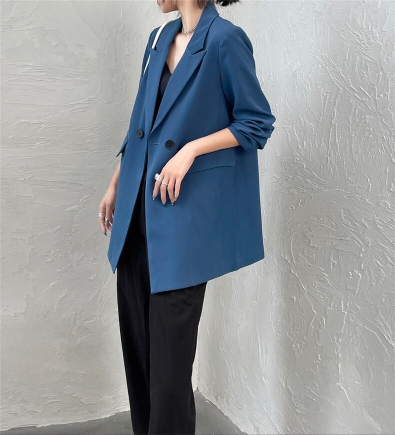 袖子抽褶西装绒感斜纹三色，女装西装，TOP.1