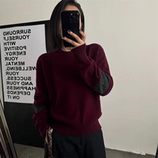 秋冬新款纯色针织圆领套头上衣时尚百搭，女装针织衫/毛衣，忠诺羊绒