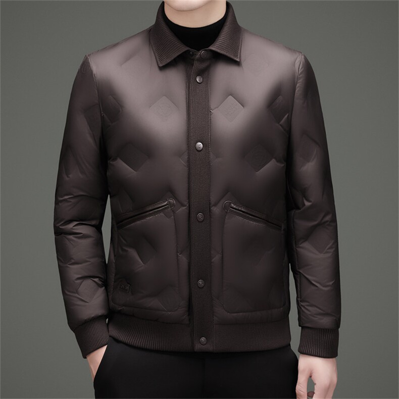 2025冬季新款男士翻领羽绒服50绒子白鸭绒时尚商务休闲羽绒服外套,男装羽绒服,钱塘723
