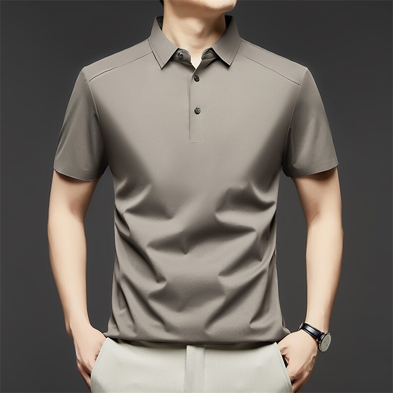 2025舒适百搭男士polo领短袖简约通勤，男装T恤，鼎晴羊绒