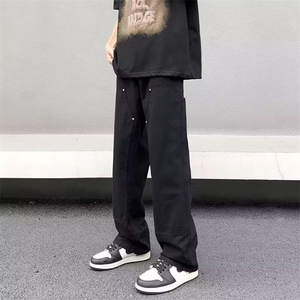 新款美式复古直筒休闲工装裤男款宽松阔腿长裤子X215-P47图片