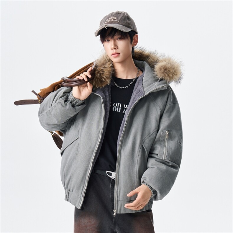 男女款加绒加厚保暖羽绒服冬季复古座山雕外套XZ309Y95721P278，男装羽绒服，星座309（原A406）