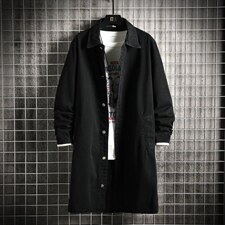 FY636-P75  秋冬季牛仔风衣男士长款潮流大码修身帅气青年外套图片