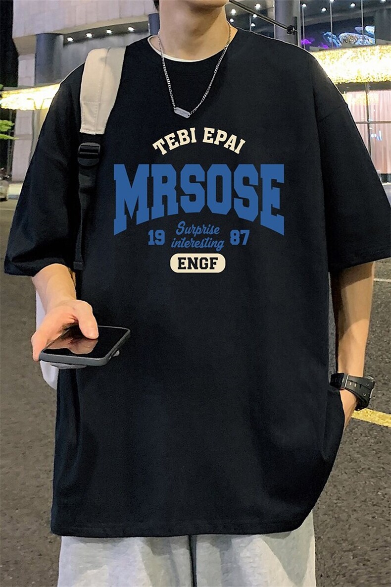 T709大码宽松纯棉运动圆领体恤衫oversize短袖T恤男重磅T,男装T恤,星座304A-1