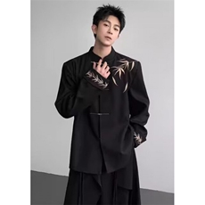 [007]中山装订婚男立领西装刺绣新郎婚礼西服A079-XZ40-P66，男装西服套装，电商A079