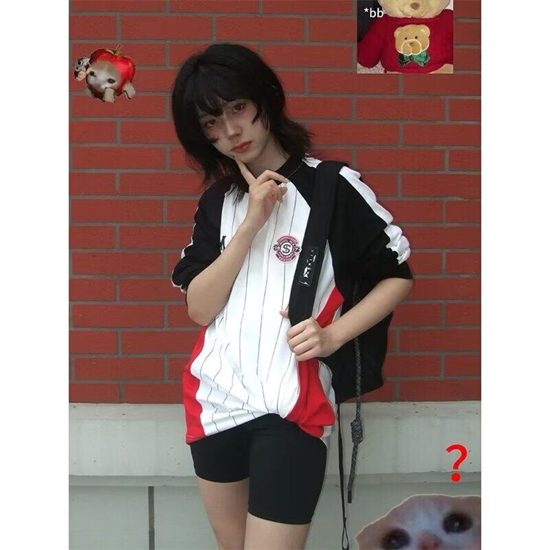 美式长袖条纹球衣条纹拼接撞色运动插肩袖速干长袖T恤男女,男装T恤,星座506A