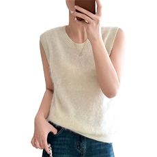 针织马甲女羊绒宽松慵懒无袖毛衣坎肩背心，女装马甲，仟禧羊绒