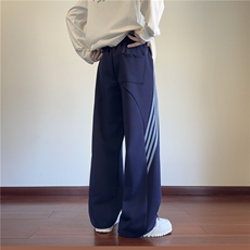 春季新款美式运动斜杠条纹宽松休闲卫裤B315-K25613-特p40控78，男装休闲裤，电商B315