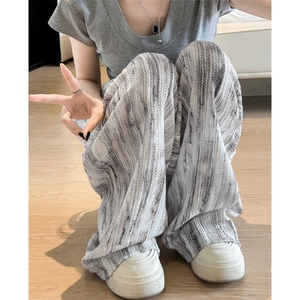2026春季新款镂空透气扎染直筒长裤百搭休闲裤男女K5911特P35控68图片