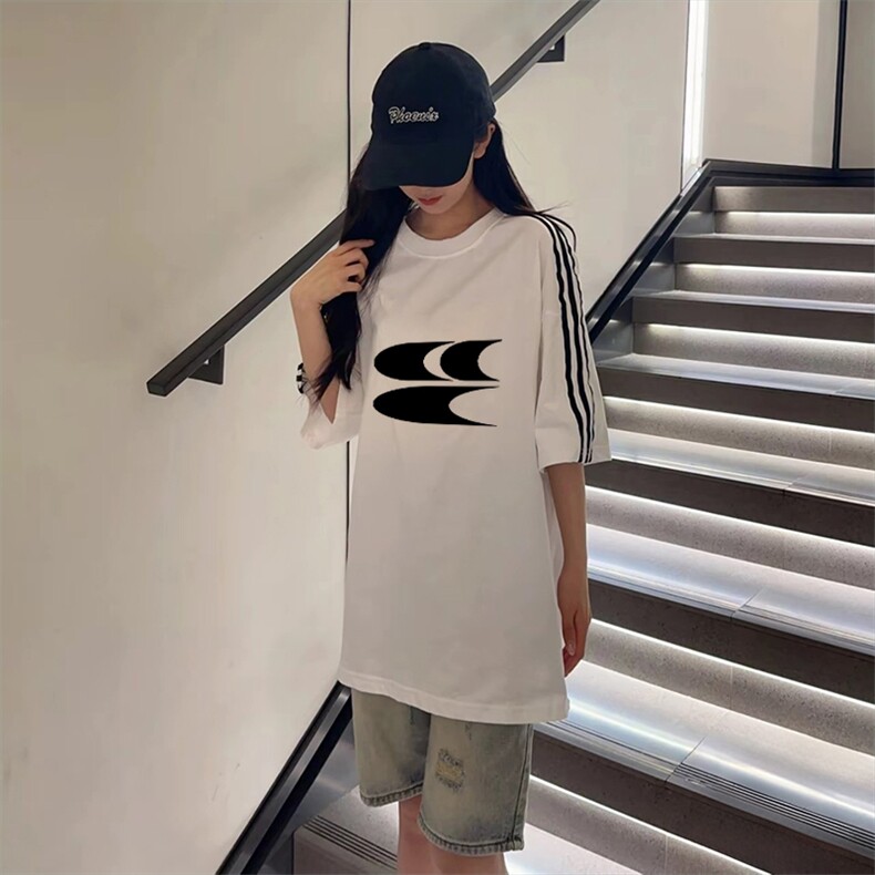 抖音得物高品质二开240克宽松纯棉美式潮牌三条杠织带短袖T恤,男装T恤,电商A486-1