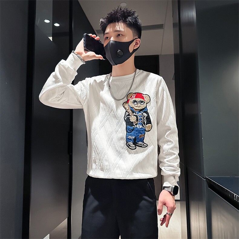 轻奢小熊卫衣男高级感潮流社会小伙店主风无帽外套301C-WY36-P58,女装短外套,星座301C（原B323）
