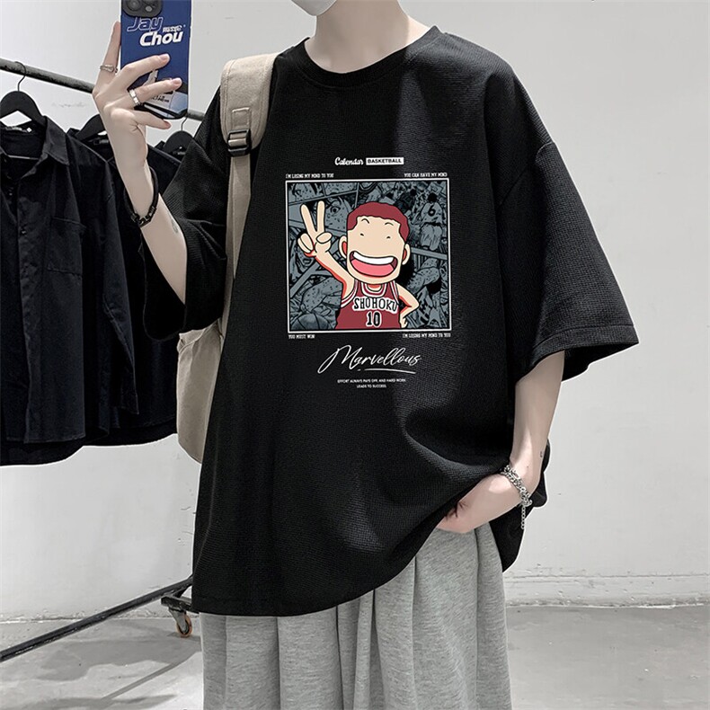 华夫格t恤男短袖男大码五分袖大皂风HT73392-P22,男装T恤,电商A040