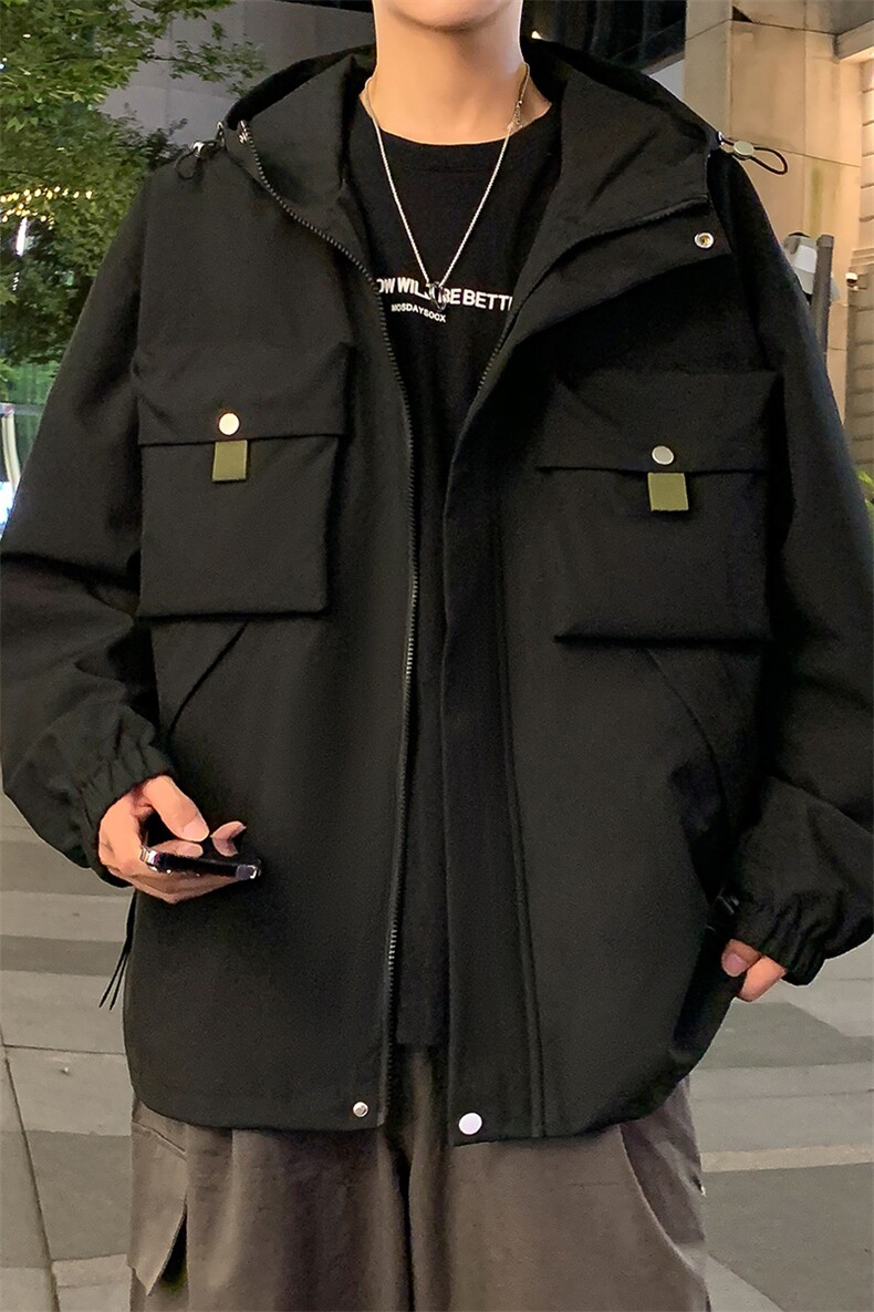 休闲拉链夹克情侣冲锋衣防风衣连帽外套JK451p75,男装夹克,电商D315