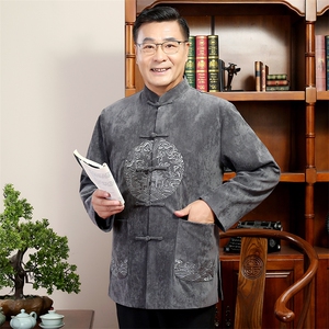 汉服老年人唐装爸爸秋冬爷爷外套夹克2024风男装YDC6007-P130图片