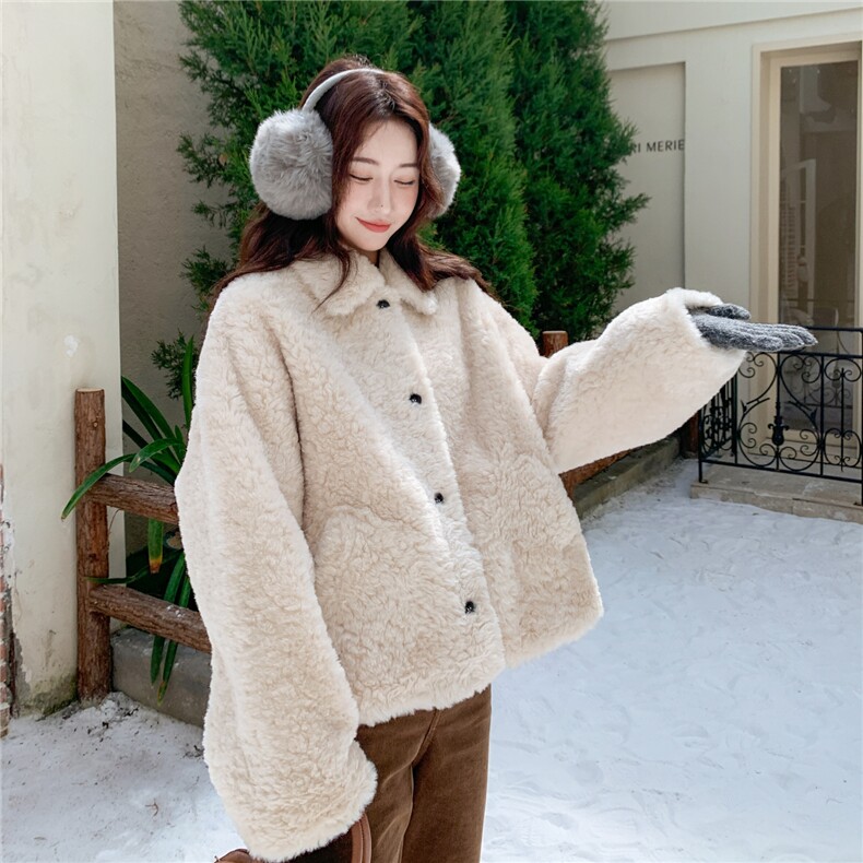 皮毛一体羊羔绒外套R2C086-2585P175K288,女装短外套,2C086