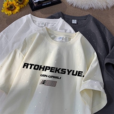量大优供抖音视频支持得物配合二开美式满天星亮片短袖T恤MTX157，男装T恤，电商A486