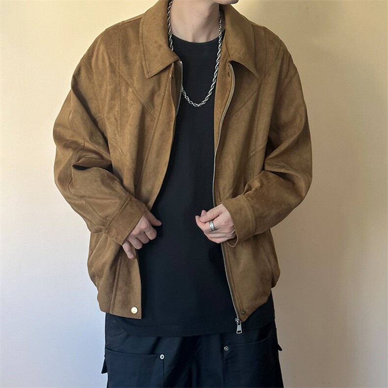 现货新款鹿皮绒夹克外套男宽松休闲日系短款上衣A351-AJ2599-P115,男装夹克,电商A351