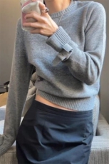 时尚百搭蝴蝶结圆领女士羊毛衫羊毛显瘦修身保暖毛衣，女装羊毛衫，旭驰羊绒