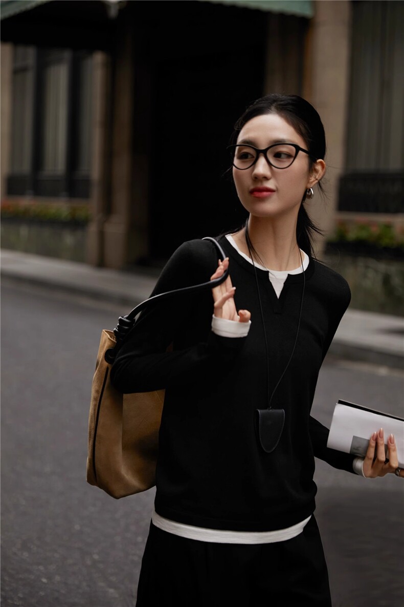 针织打底衫女内搭显瘦毛衣2025新款百搭毛衫上衣，女装针织衫/毛衣，佑昭祥羊绒